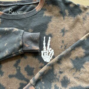 Bowery Supply Co Sweatshirt Tie Dye XL Skeleton Peace Sign